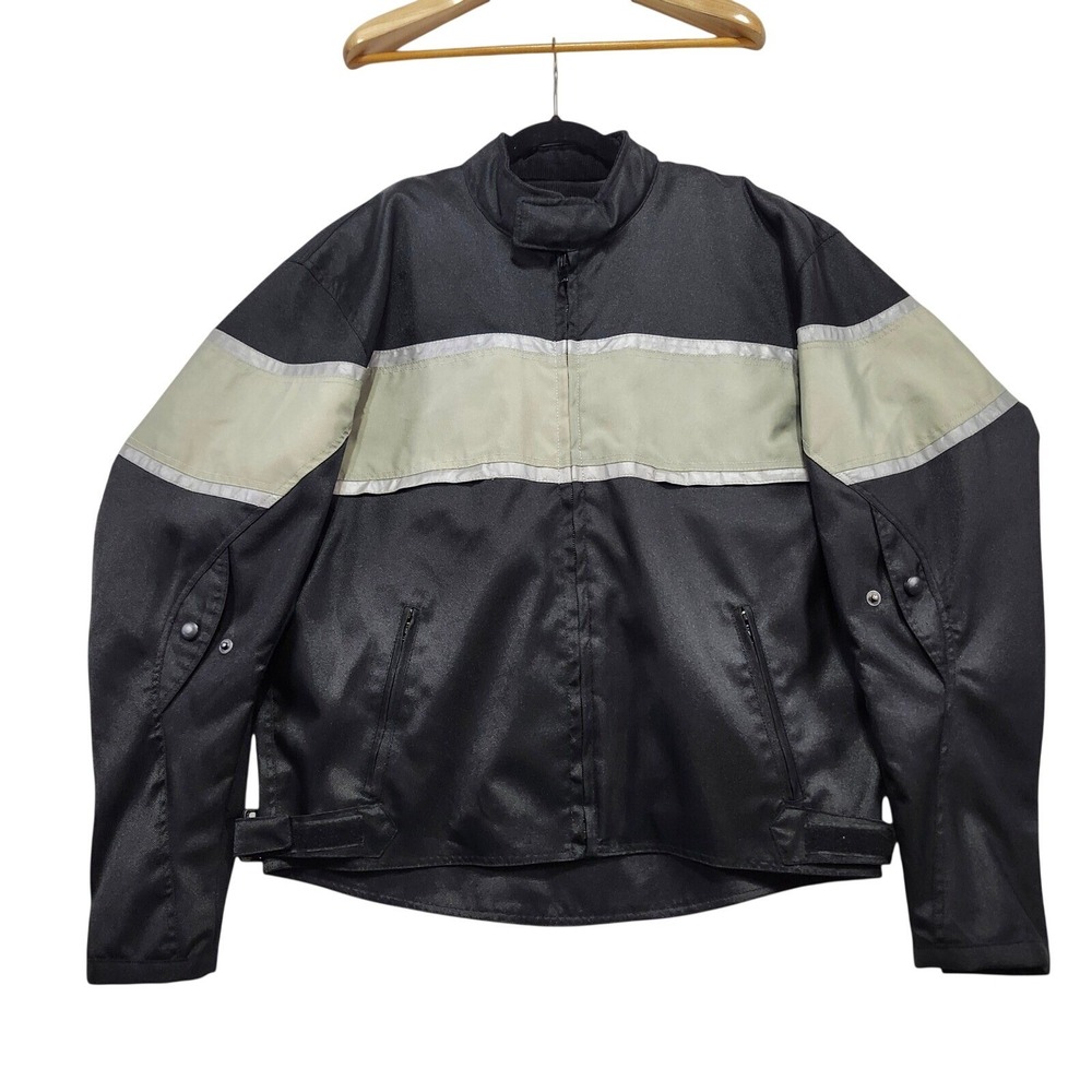 Speed Pro Leathers Mens Motorcycle Jacket‎ Black Reflective Strips Size L